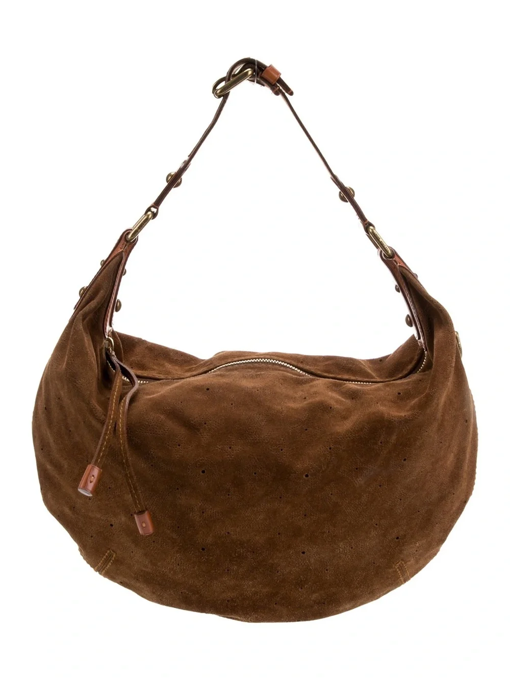 Louis Vuitton Dark Brown Suede Monogram Hobo Bag Vintage